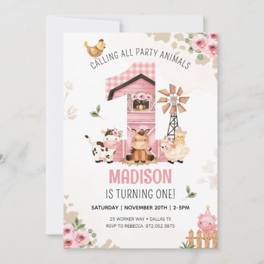 LANDWIRTSCHAFT ERSTE GEBURTSTAGLICHE EINladung (Vorderseite)