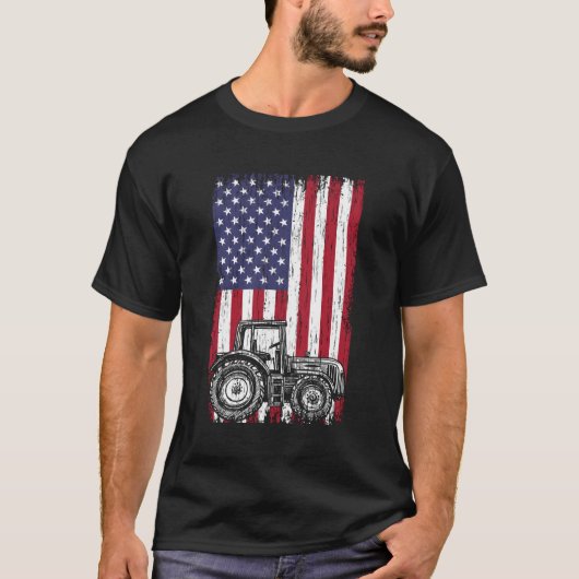 Landwirtschaft T Shirts Vintag American Flag Trakt (Vorderseite)