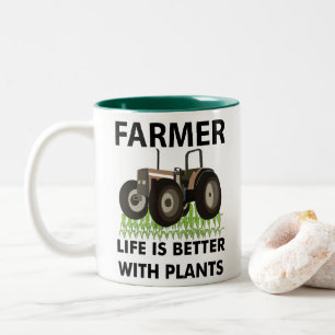 Landwirtschaft Traktor Feld Landwirt Zweifarbige Tasse