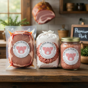 Landwirtschaftlich frische Premium-Schweinefleisch Runder Aufkleber