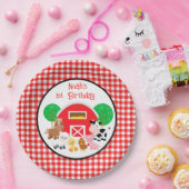 Landwirtschaftlich inspirierte rote Gingham-Geburt Pappteller (Party)