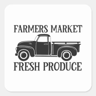 Landwirtschaftliche Bauernmarkt frische Produkte W Quadratischer Aufkleber