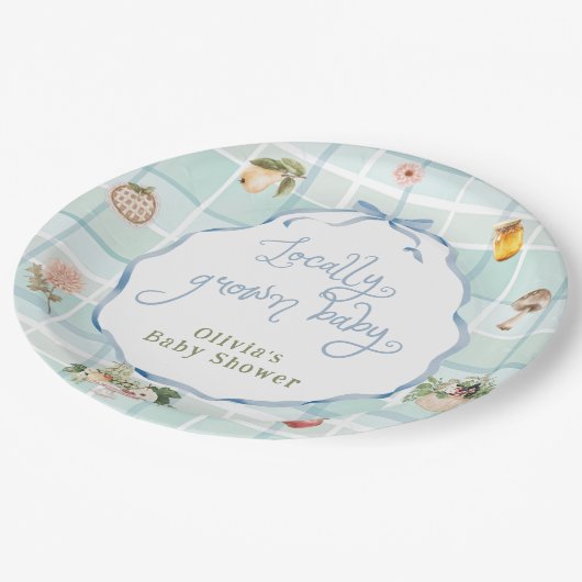 Landwirtschaftliche Boy Baby Dusche Pappteller (Schrägansicht)