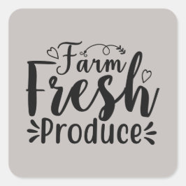 Landwirtschaftliche Frischware Wortart Quadratischer Aufkleber