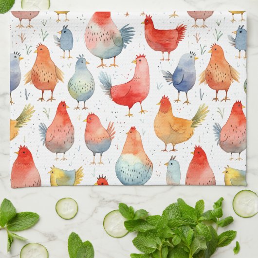 Landwirtschaftliche Hühner Geschirrtuch (Gefaltet)