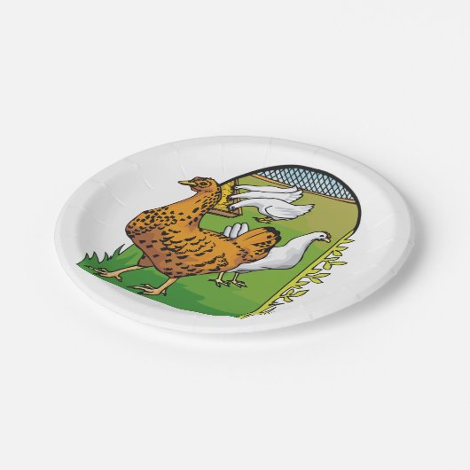 Landwirtschaftliche Hühner Pappteller (Schrägansicht)