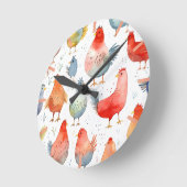 Landwirtschaftliche Hühner Runde Wanduhr (Winkel)
