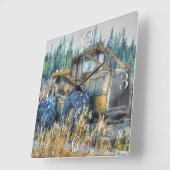 Landwirtschaftliche Maschinen, Traktor, Quadratische Wanduhr (Winkel)