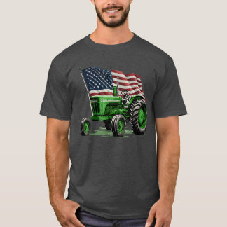 Landwirtschaftliche Nutzfahrzeug Traktor USA Flagg T-Shirt