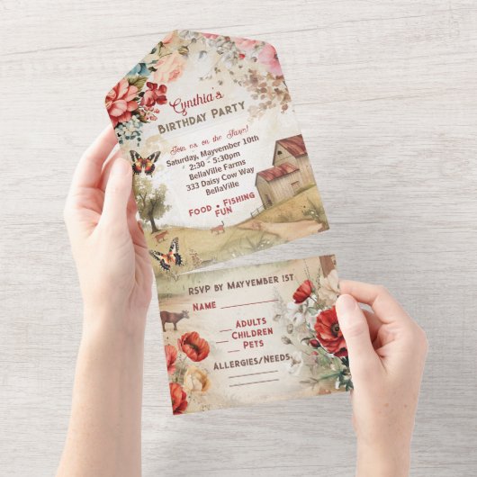 Landwirtschaftliche Party Einladung (Abreißen)