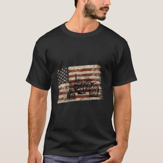 Landwirtschaftliche Patriotische amerikanische Fla T-Shirt (Vorderseite)