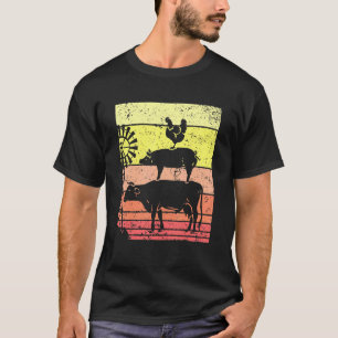 Landwirtschaftliche Tiere Retro-Bauer T-Shirt