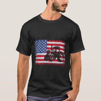 Landwirtschaftliche Traktoren USA-Flagge Patriotis T-Shirt