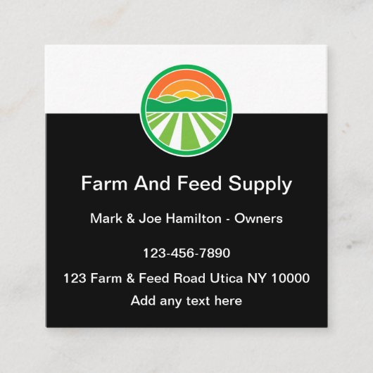 Landwirtschaftliche und Gefüttert Visitenkarten Quadratische Visitenkarte (Vorderseite)