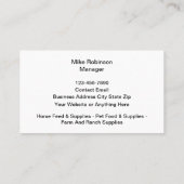 Landwirtschaftliche und Gefüttert Visitenkarten Visitenkarte (Rückseite)