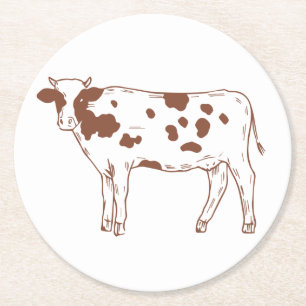 Landwirtschaftlicher Bauernhof Farmer Brown White Runder Pappuntersetzer