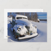 Landwirtschaftlicher Lieferwagen Schneebedeckter L Feiertagspostkarte (Vorne/Hinten)