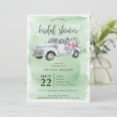 Landwirtschaftlicher LKW mit Blume, Aquarellfarben Einladung (Stehend Vorderseite)