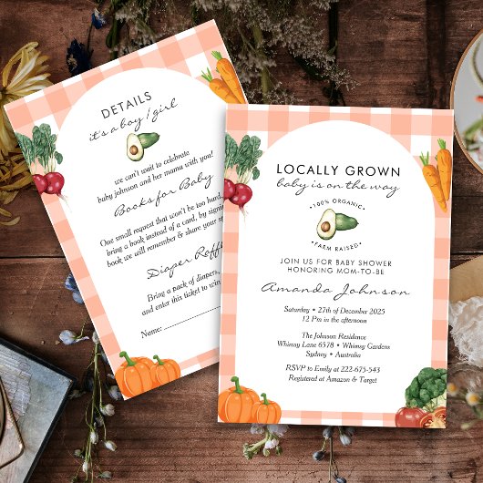 Landwirtschaftlicher Markt Rustikale Babydusche Einladung