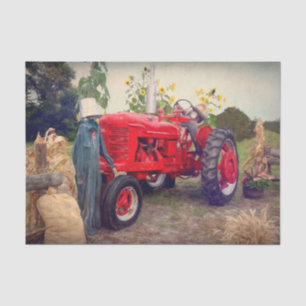 Landwirtschaftlicher Traktor Rot Rustikal Land Her Seidenpapier