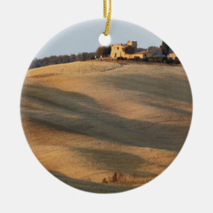 Landwirtschaftliches Feld bei Sonnenuntergang, Val Keramik Ornament