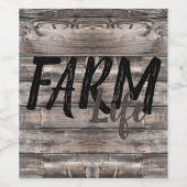 LANDWIRTSCHAFTLICHES LEBEN auf Holzplanken | Weinetikett (Einzelnes Label)