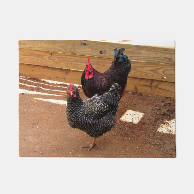 Landwirtschaftliches Leben - Hühner vor der Tür Fußmatte (Vorderseite)