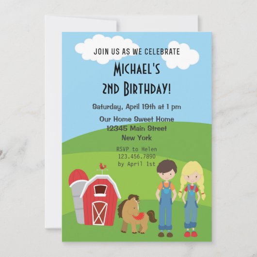 Landwirtschaftsthema Geburtstagspartei Einladung (Vorderseite)