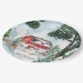 Landwirtschaftsthema | Winter Barn Birthday Party Pappteller (Schrägansicht)