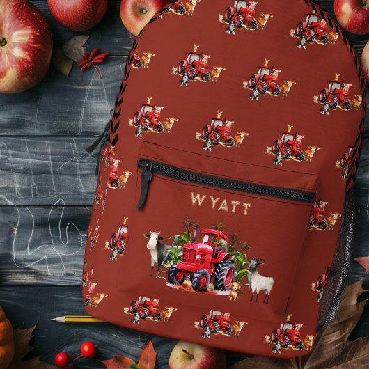 Landwirtschaftstraktor Rostrot Muster Rucksack