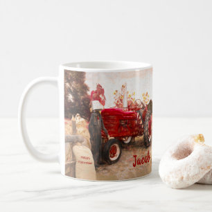 Landwirtschaftstraktor Rot Vintage Rustikal Herbst Kaffeetasse