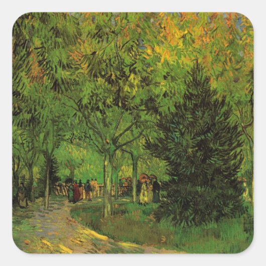 Lane in Public Garden, Arles von Vincent van Gogh Quadratischer Aufkleber (Vorderseite)
