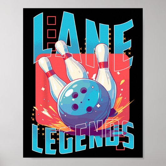 Lane Legends Bowling Sportdesign Poster (Vorne)