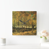 Lane mit Poplars von Vincent van Gogh Quadratische Wanduhr (Zuhause)