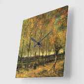 Lane mit Poplars von Vincent van Gogh Quadratische Wanduhr (Winkel)