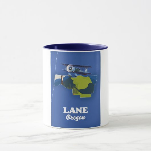 Lane Oregon Travel Map Tasse (Zentrum)