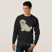 Lang beschichteter weißer Welpe maltesischer Hund  Sweatshirt (Vorne ganz)