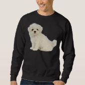 Lang beschichteter weißer Welpe maltesischer Hund  Sweatshirt (Vorderseite)