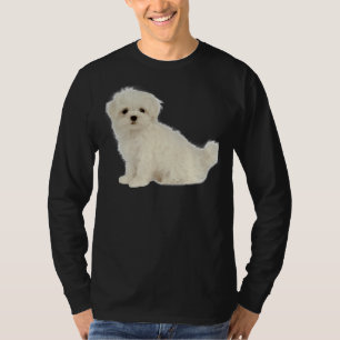 Lang beschichteter weißer Welpe maltesischer Hund  T-Shirt