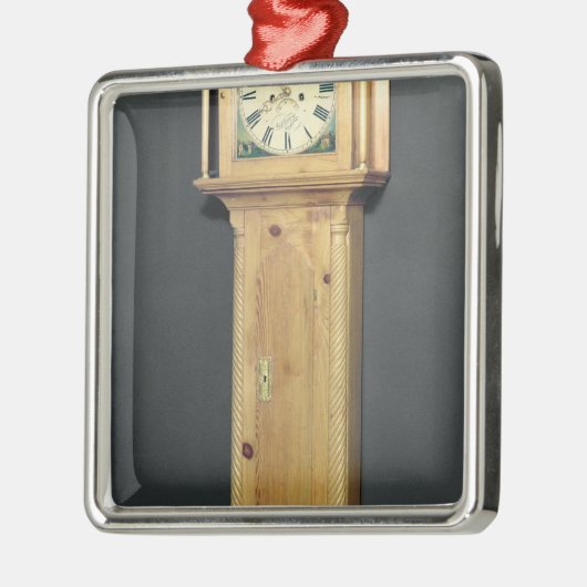 Lang-Fall Uhr, mit Emailmalerei Silbernes Ornament (Links)