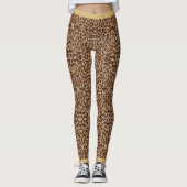 Lang haariger Leopardruckgold-Glitzer Leggings (Vorderseite)