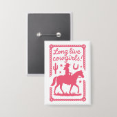 Lang lebe Cowgirls Pinker Junggesellinnenabschied  Button (Vorderseite/Rückseite)