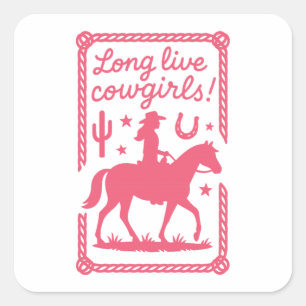 Lang lebe Cowgirls Pinker Junggesellinnenabschied  Quadratischer Aufkleber