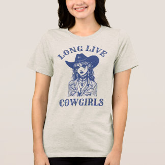 Lang lebe Cowgirls Vintage Western Grafik T-Shirt Tri-Blend Shirt