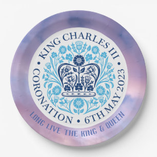 Lang lebe der König & Königin - Krönung. Bearbeitb Pappteller