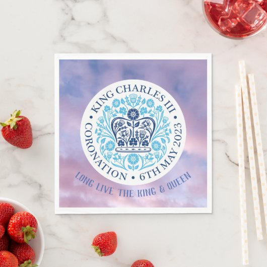 Lang lebe der König & Königin - Krönung. Bearbeitb Serviette (Beispiel)