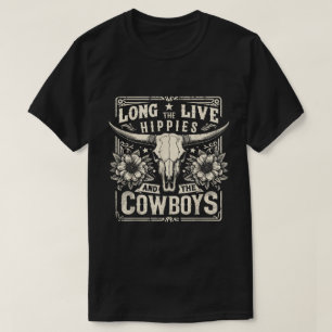 Lang lebe die Hippies und Cowboys Land T-Shirt