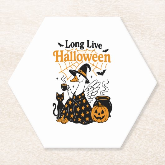 Lang lebe Halloween-Gans-Hexe Untersetzer (Vorderseite)
