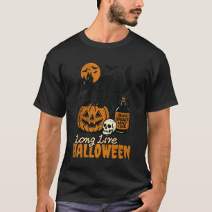 Lang lebe Halloween Lustiger Kürbis Schwarze Katze T-Shirt