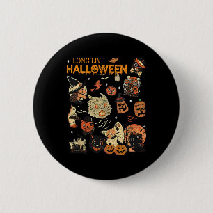 Lang lebe Halloween Vintage-Kürbis-Hexen-Geister-B Button